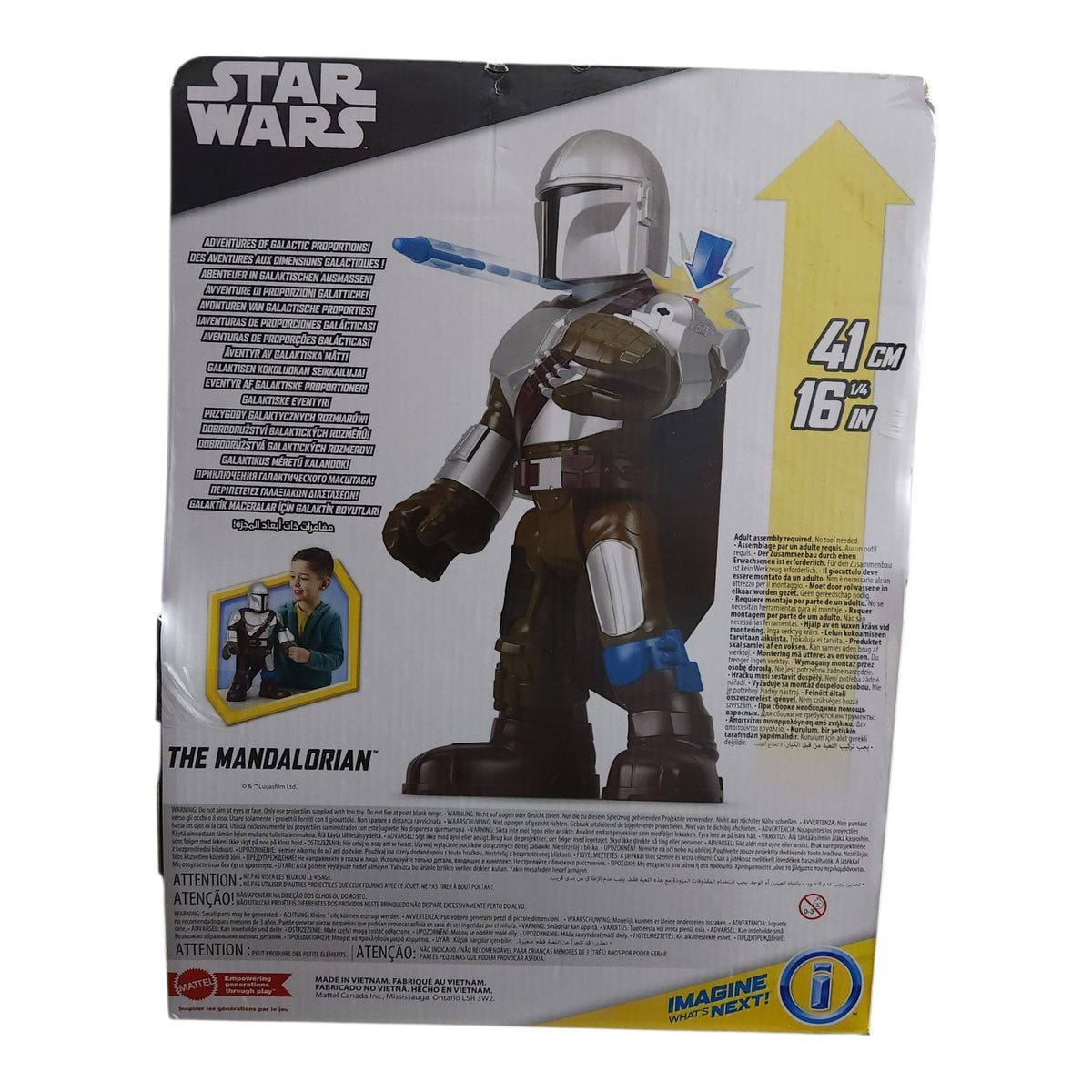 Fisher-Price Imaginext STAR WARS Toy The Mandalorian XXL Figure, 16+ Inch Tall Poseable Character with Launcher for Kids Ages 3+ Years, HXT20